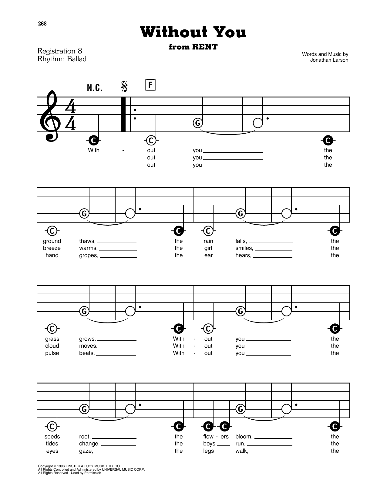 Without You (from Rent): E-Z Play Today