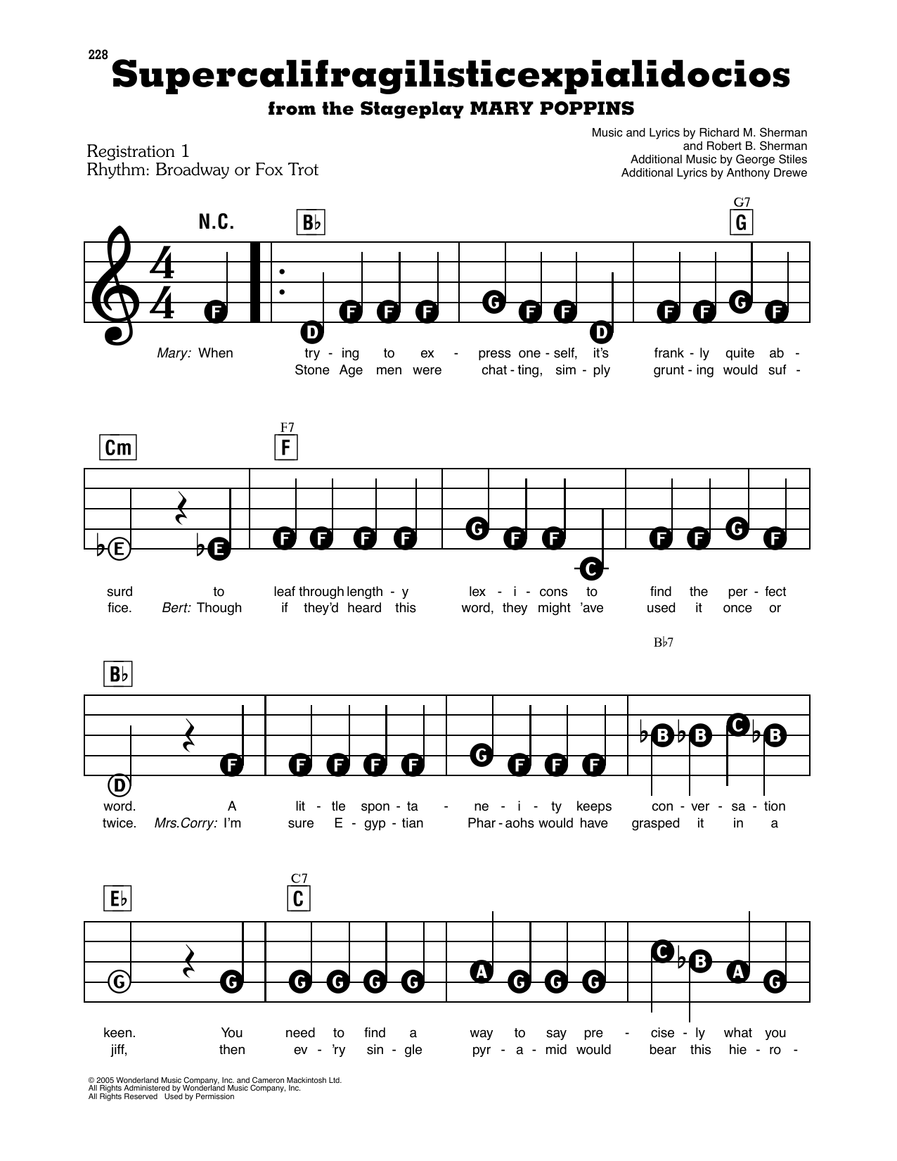 Supercalifragilisticexpialidocious (from Mary Poppins): E-Z Play Today