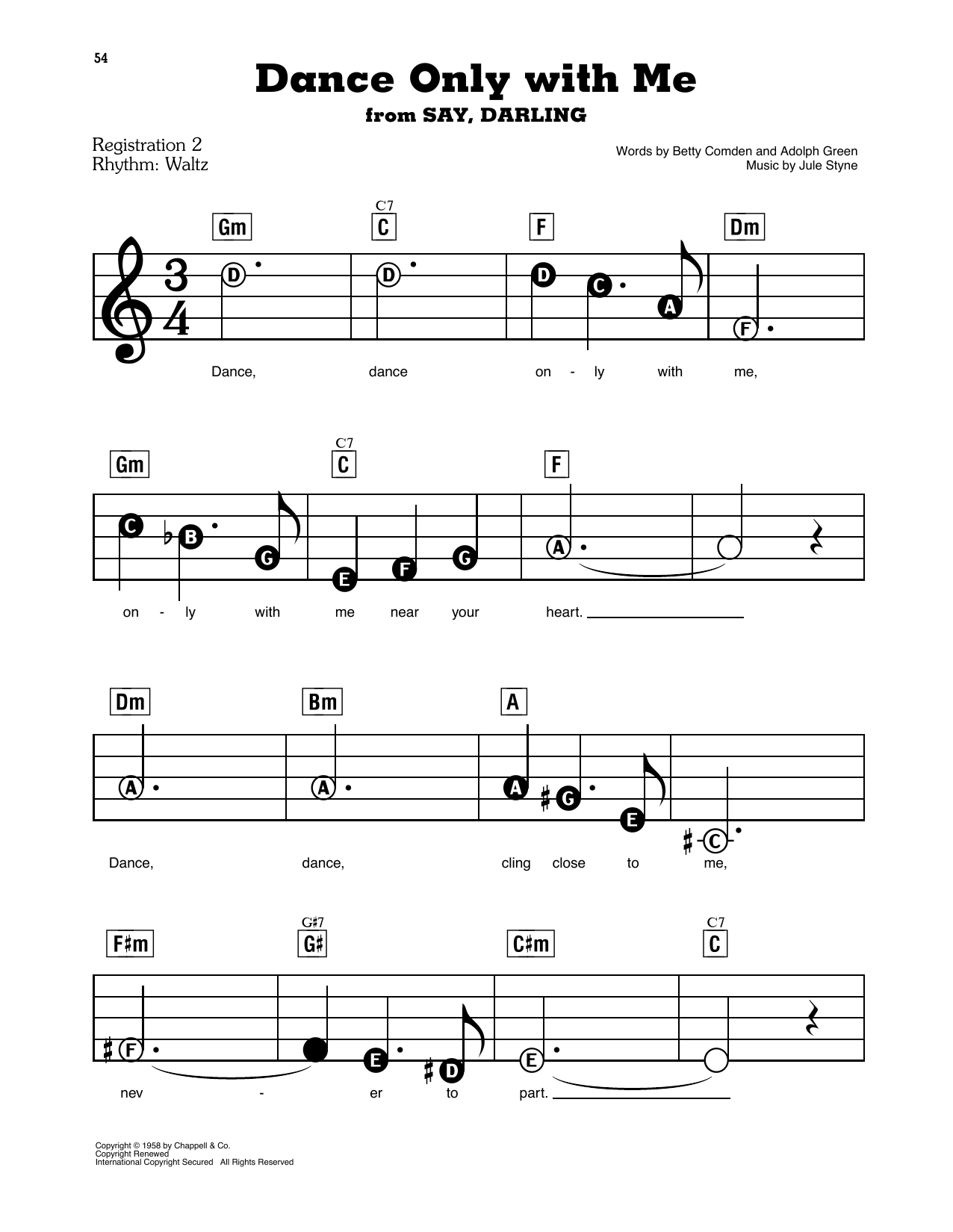 Dance Only With Me (from Say, Darling): E-Z Play Today
