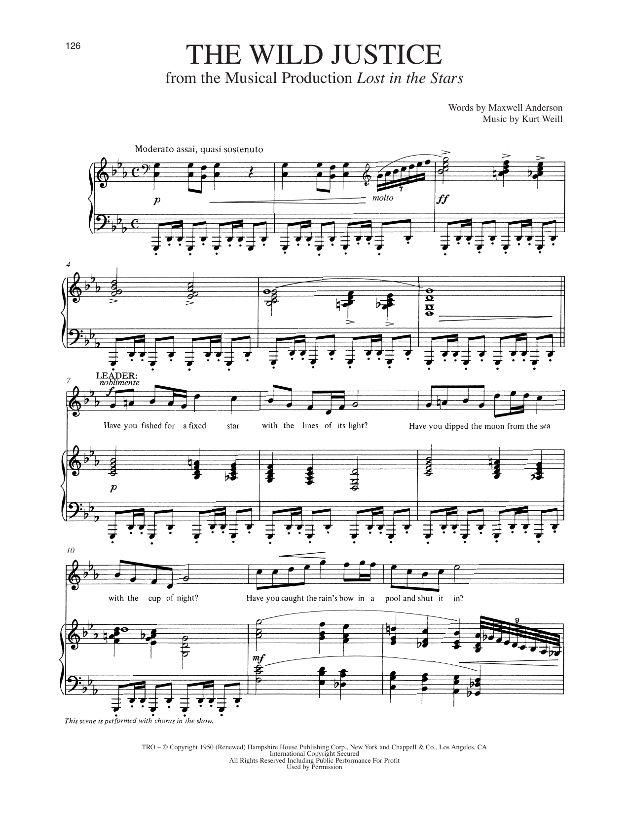 The Wild Justice (from Lost In The Stars): Piano Vocal