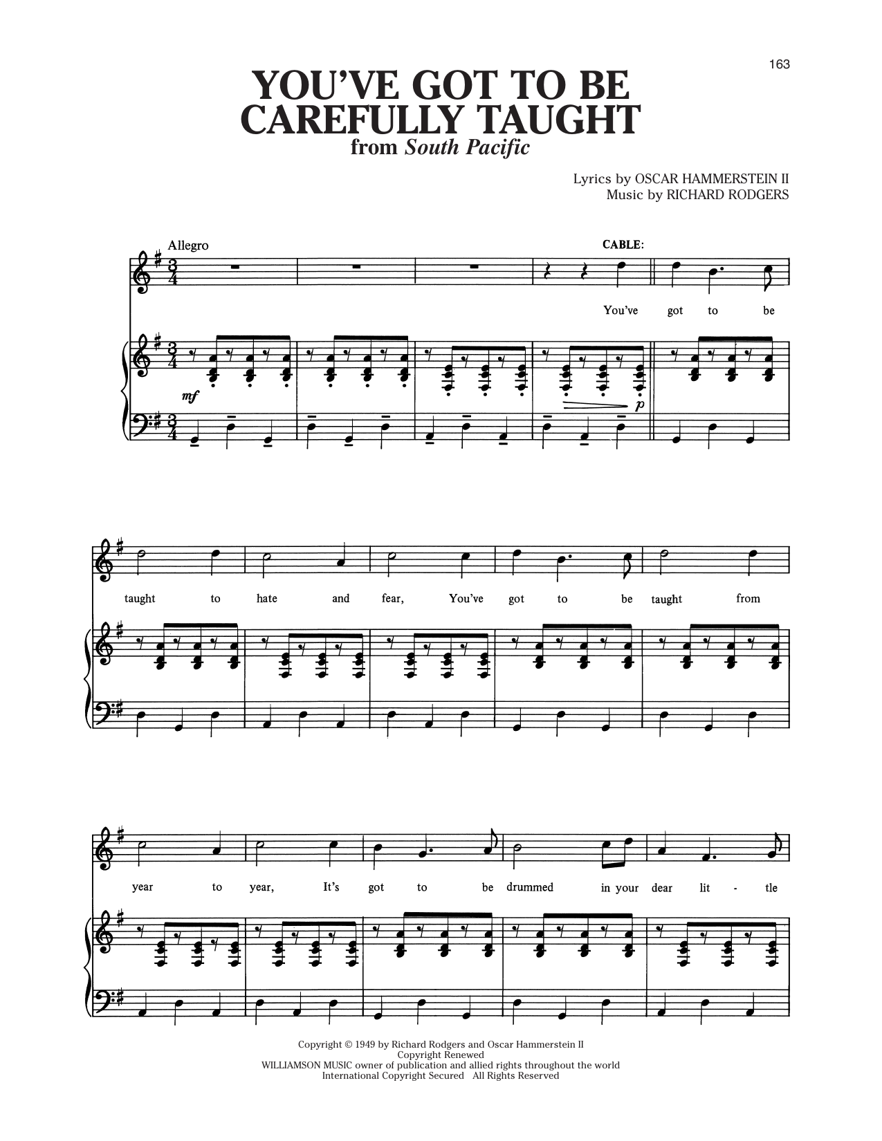 You've Got To Be Carefully Taught (from South Pacific): Piano Vocal