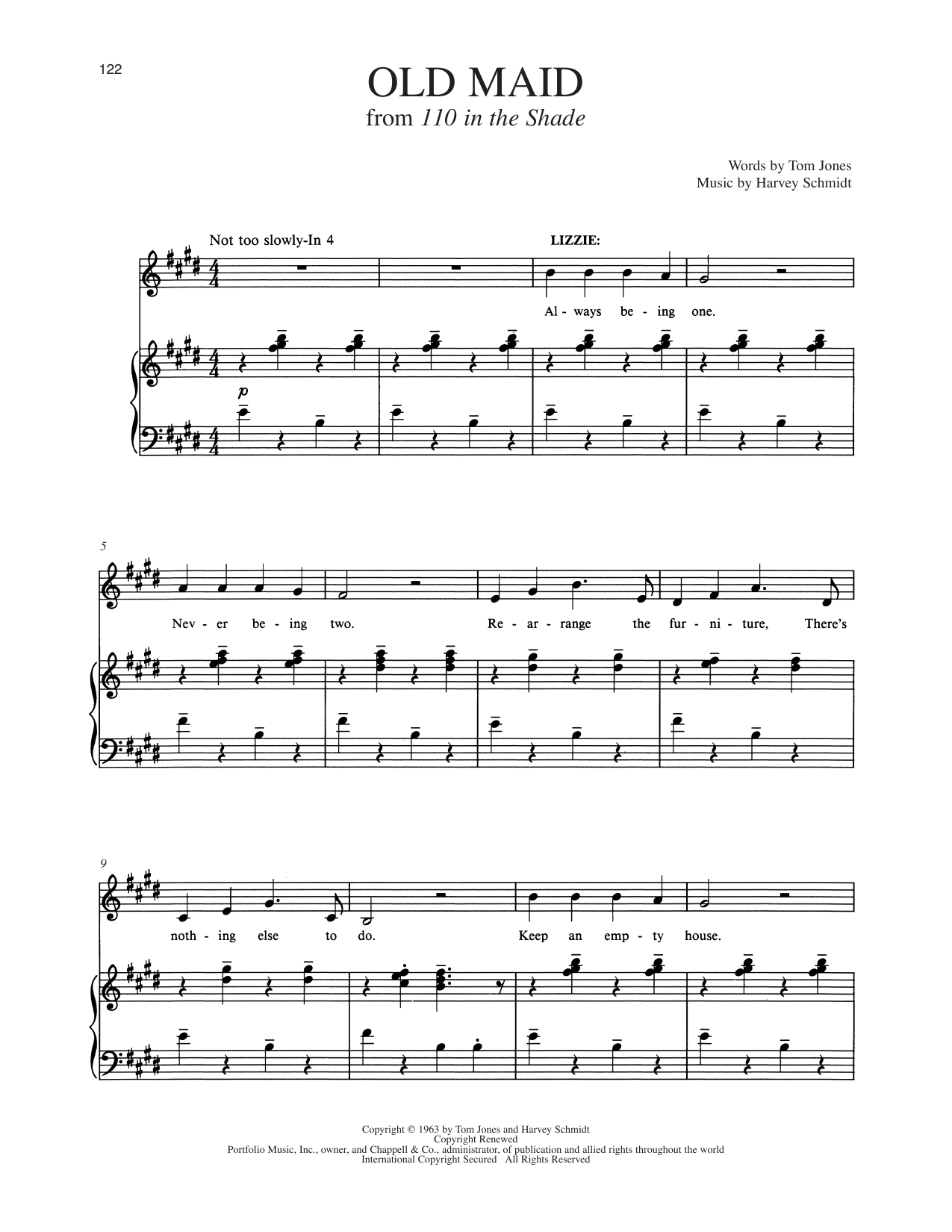 Old Maid (from 110 In the Shade): Piano Vocal