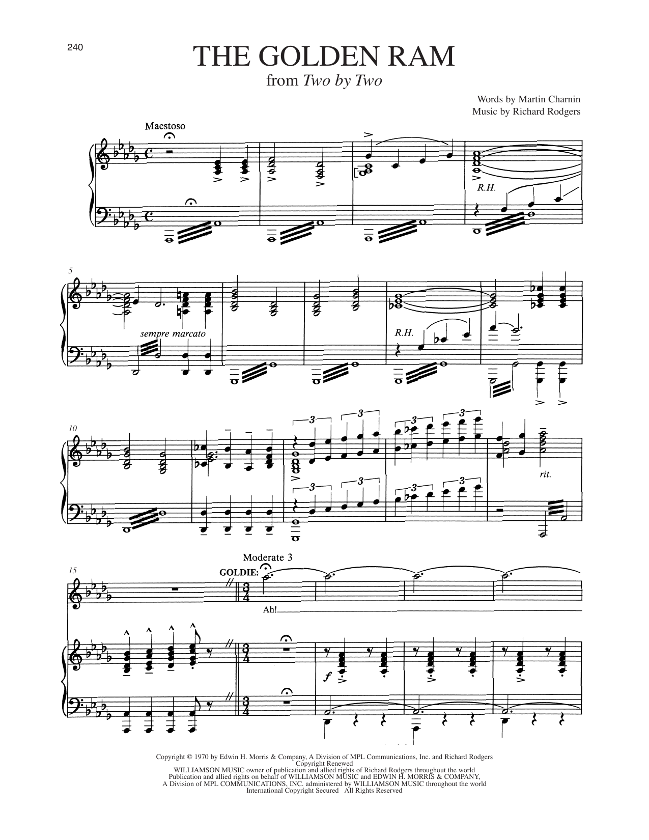 The Golden Ram (from Two By Two): Piano Vocal