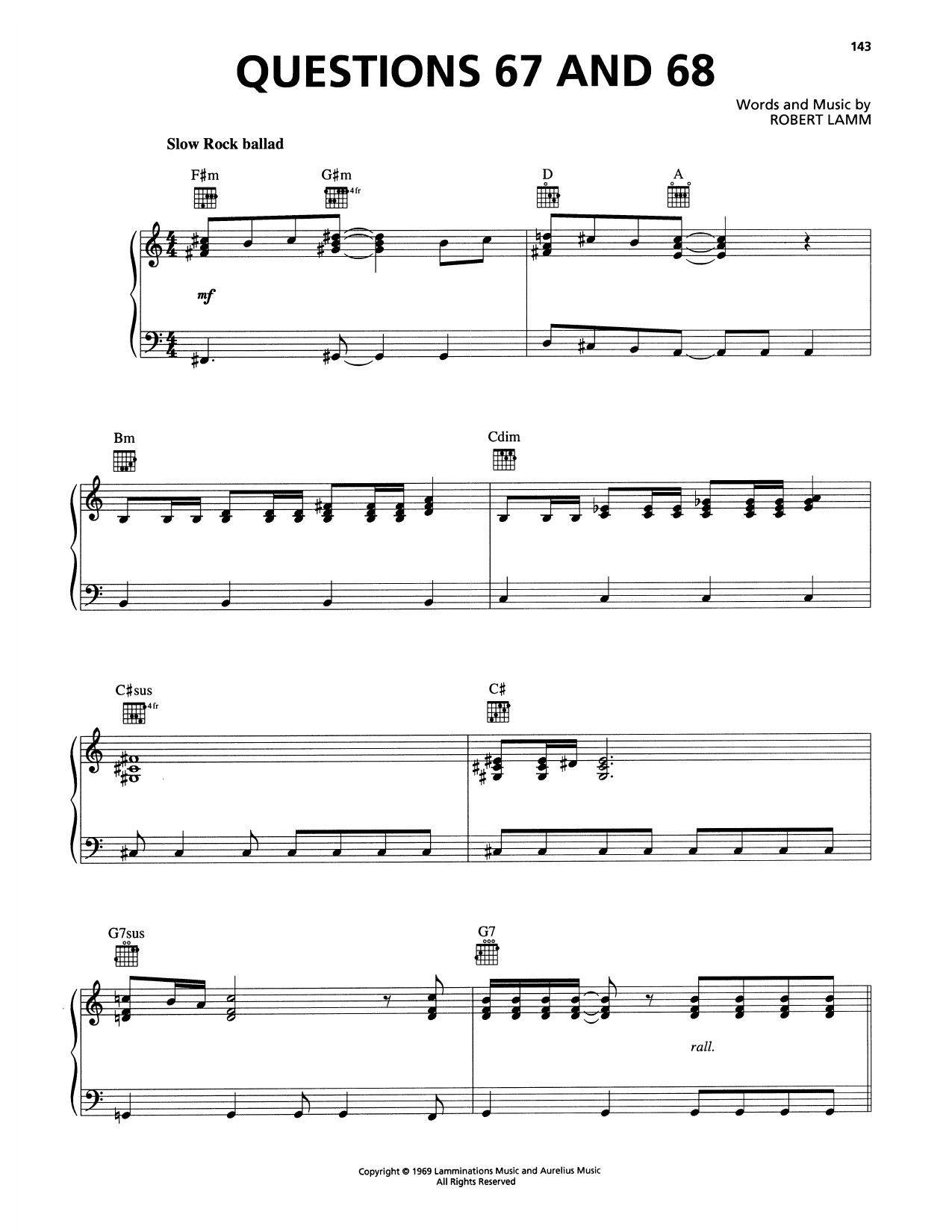 Questions 67 And 68: Piano/Vocal/Guitar Sheet