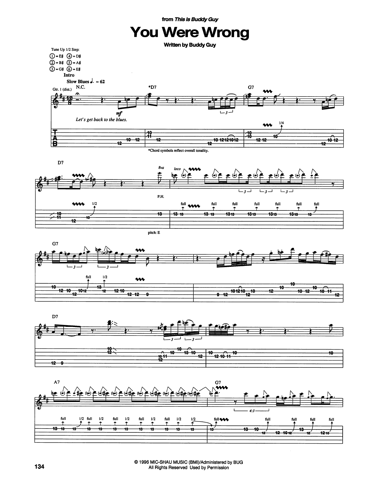 You Were Wrong: Guitar Tab