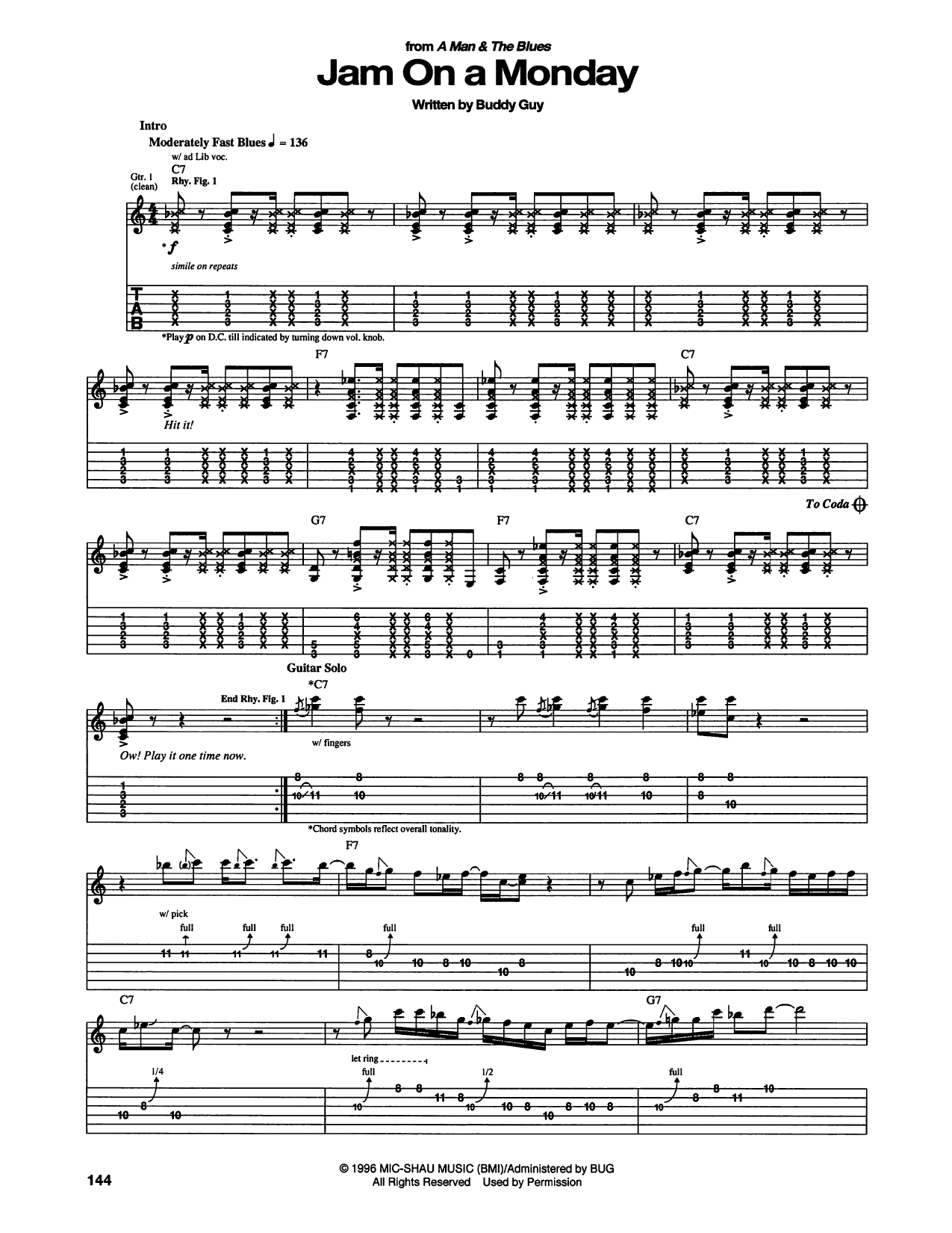 Jam On A Monday: Guitar Tab