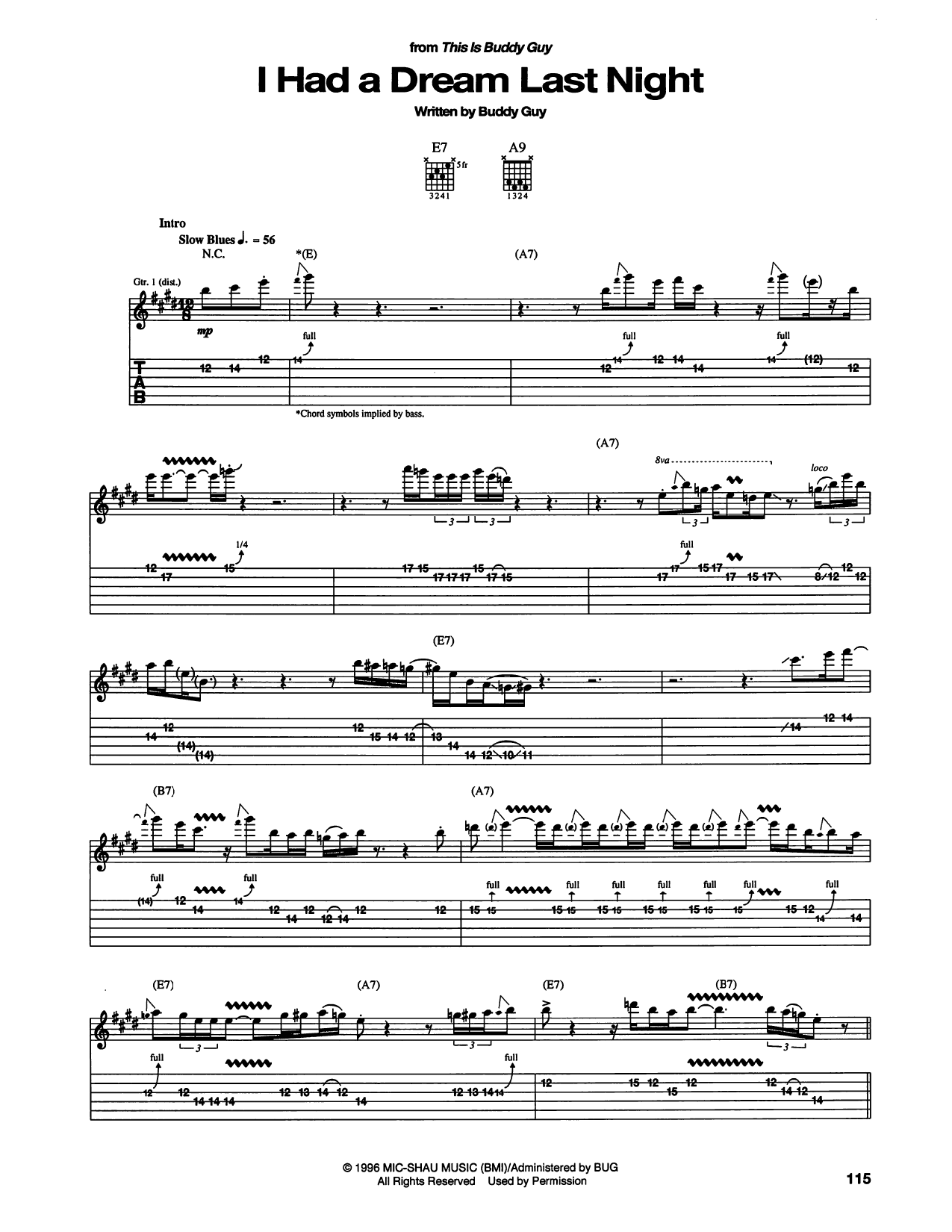 I Had A Dream Last Night: Guitar Tab