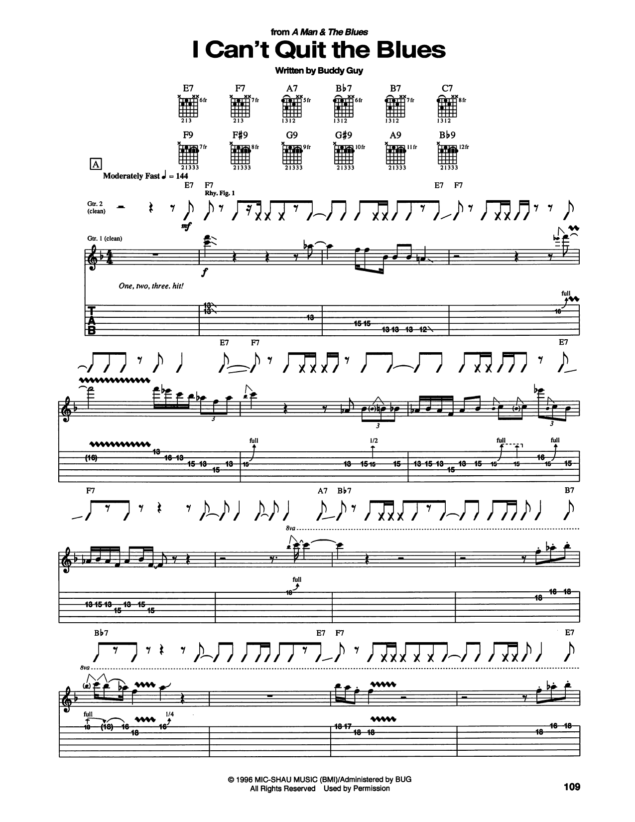 I Can't Quit The Blues: Guitar Tab