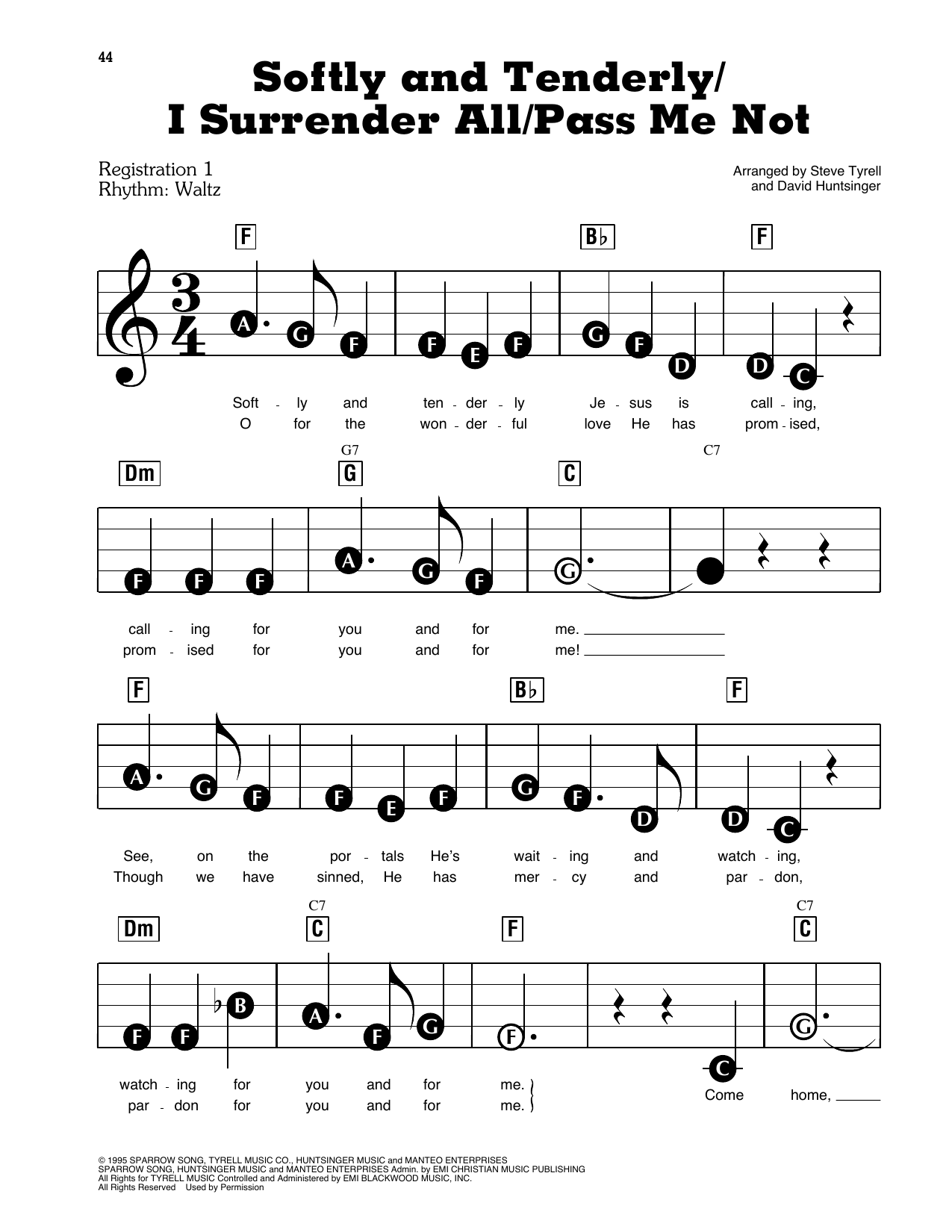 Softly And Tenderly / I Surrender All / Pass Me Not: E-Z Play Today