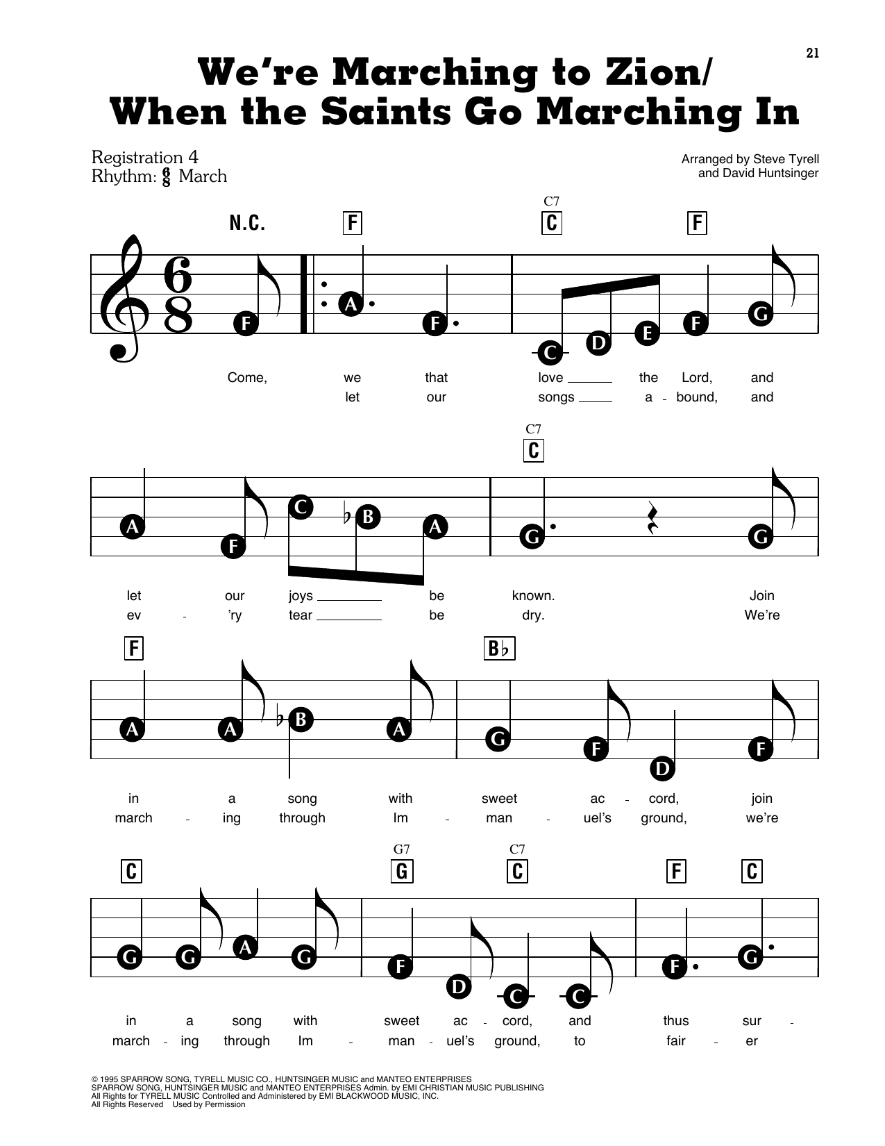 We're Marching To Zion / When The Saints Go Marching In: E-Z Play Today
