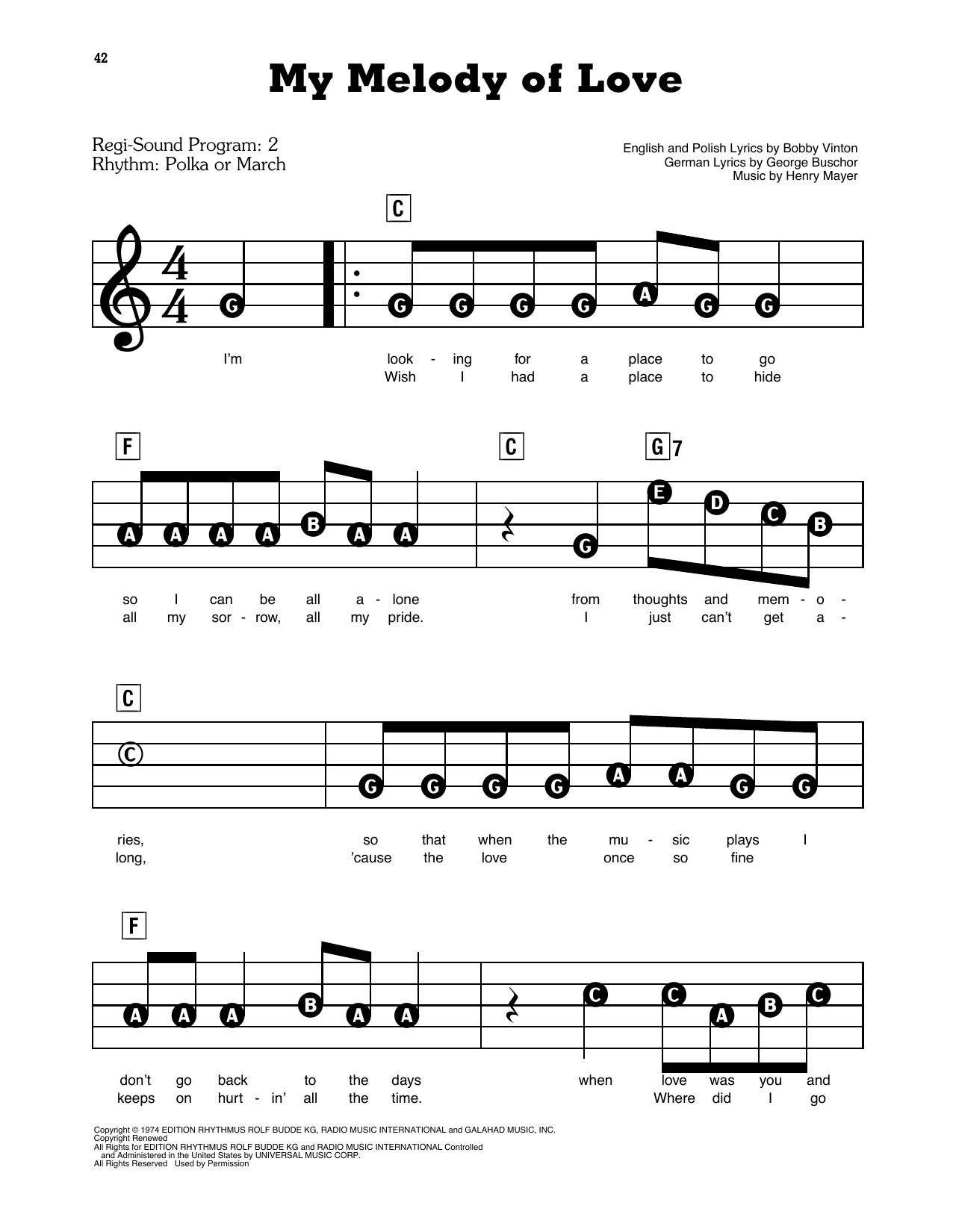 My Melody Of Love: E-Z Play Today