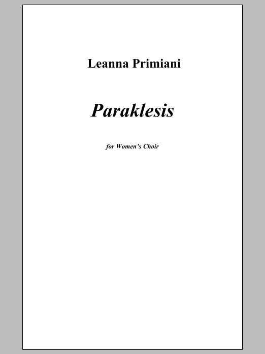 Paraklesis: Choral Octavo