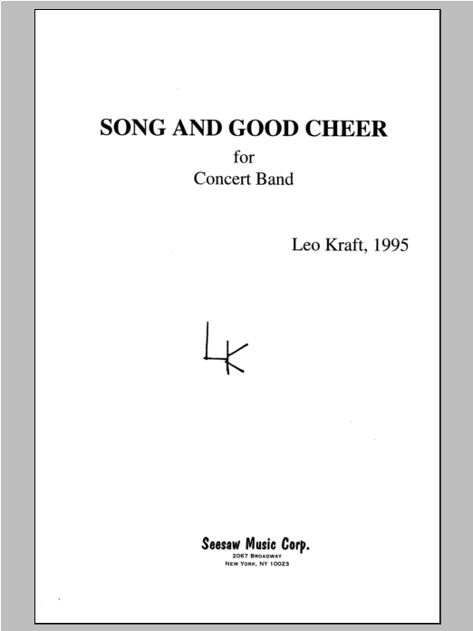 Song and Good Cheer: Concert Band Conductor Score & Parts