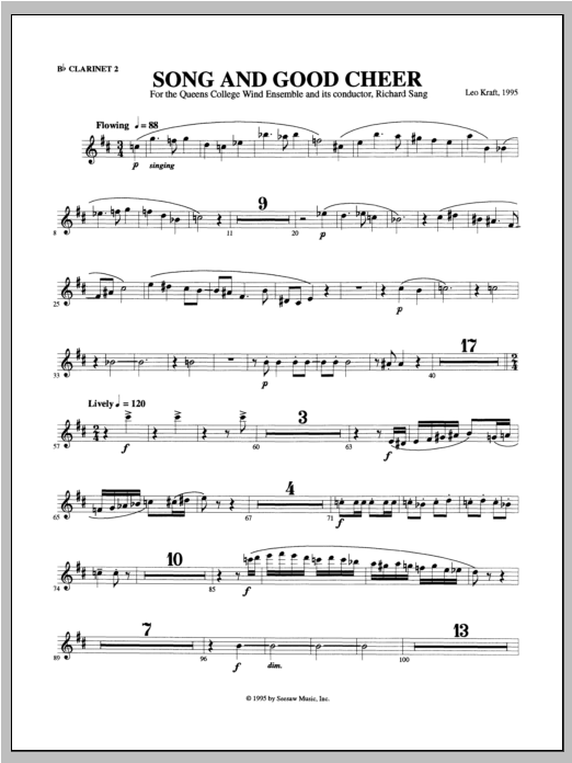 Song and Good Cheer - Clarinet