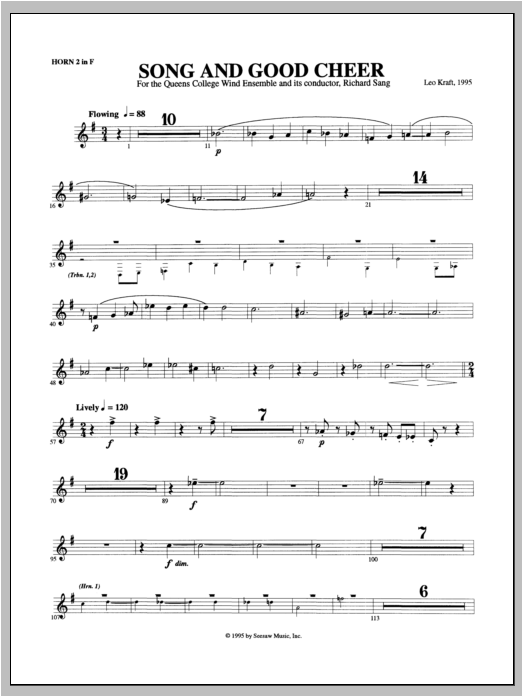 Song and Good Cheer - F Horn