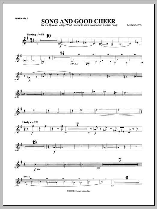 Song and Good Cheer - F Horn