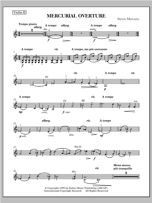 Mercurial Overture - Violin