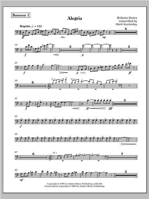 Allegria for Band - Bass Clarinet