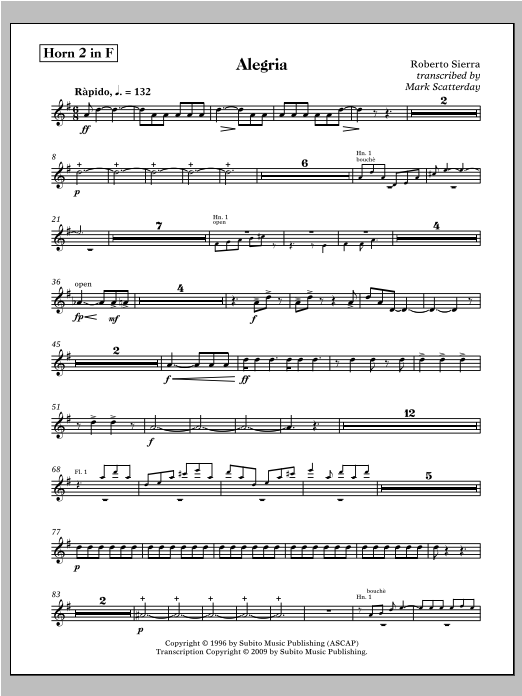 Allegria for Band - F Horn