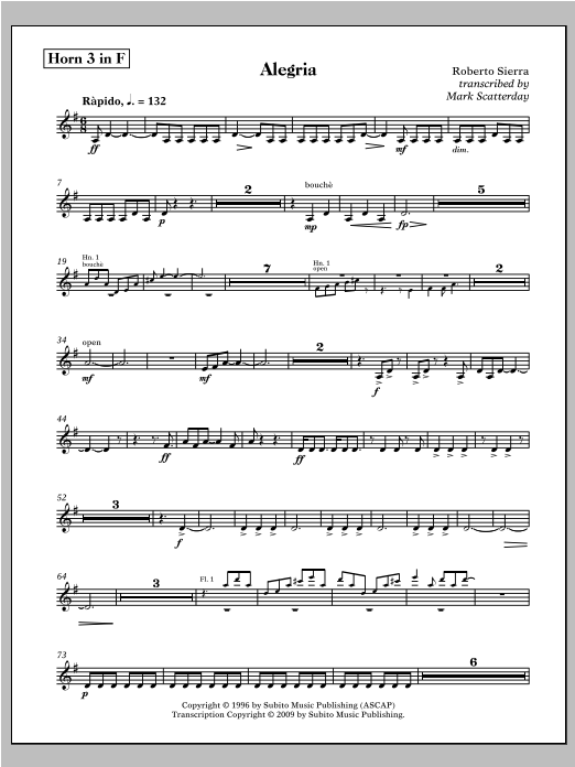 Allegria for Band - F Horn
