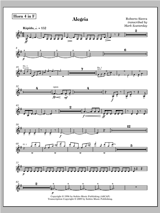 Allegria for Band - F Horn