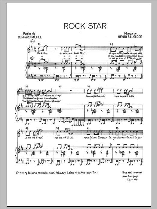 Rock Star: Piano Vocal