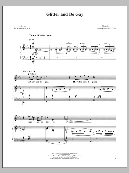 Glitter And Be Gay Digital Sheet Music