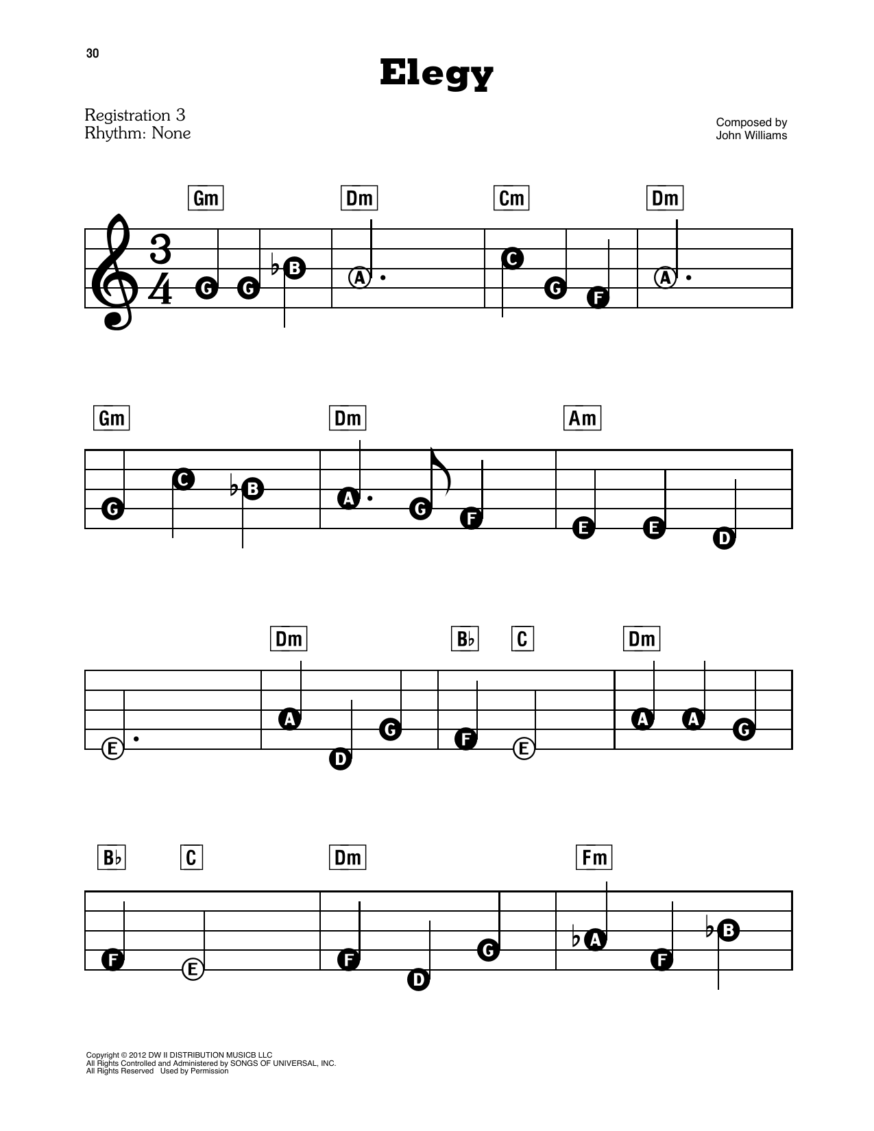 Elegy (from Lincoln): E-Z Play Today