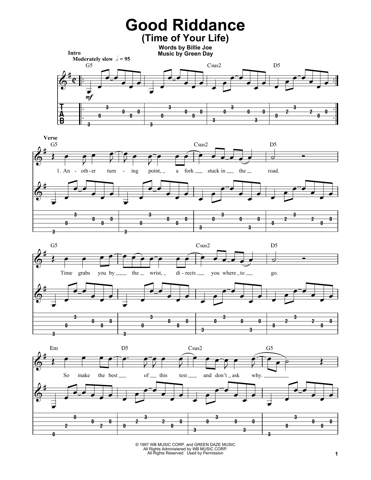 Viva La Gloria! By Green Day Sheet Music For Guitar Chords/Lyrics At