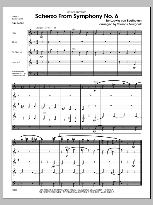 Scherzo From Symphony No. 6 Sheet Music Bourgault Woodwind Ensemble