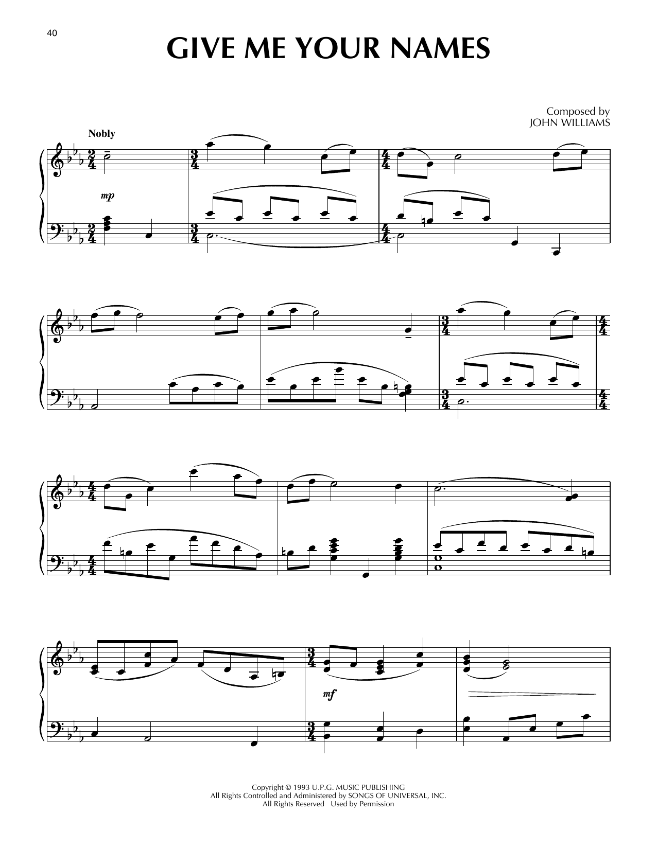 Give Me Your Names (from Schindler's List)