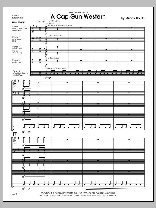 Cap Gun Western, A Sheet Music Houllif Percussion Ensemble