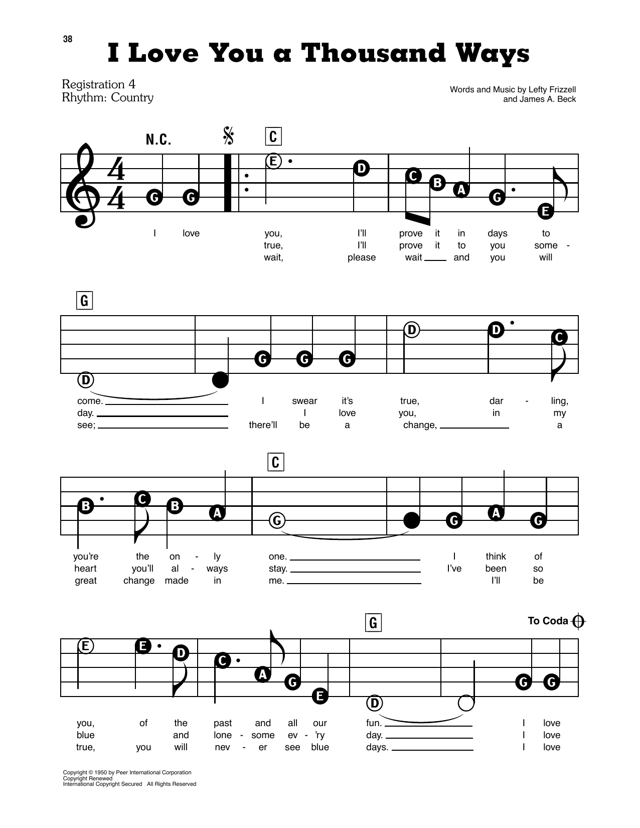 I Love You A Thousand Ways: E-Z Play Today