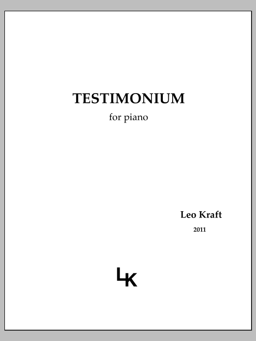 Testimonium: Piano Solo