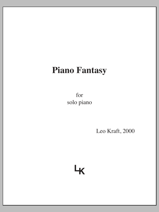 Piano Fantasy: Piano Solo