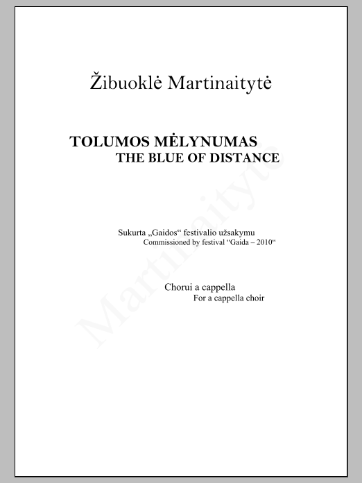 The Blue Of Distance: Choral Octavo
