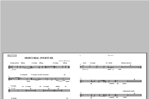 Mercurial Overture - Clarinet