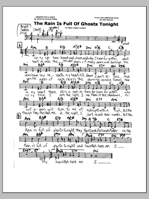 The Rain Is Full Of Ghosts: Piano Vocal