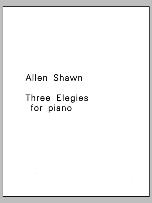 Three Elegies: Piano Solo