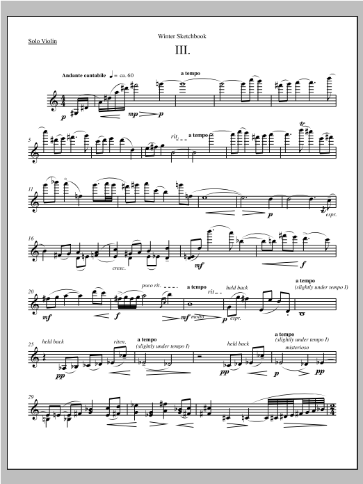 Winter Sketchbook - Violin