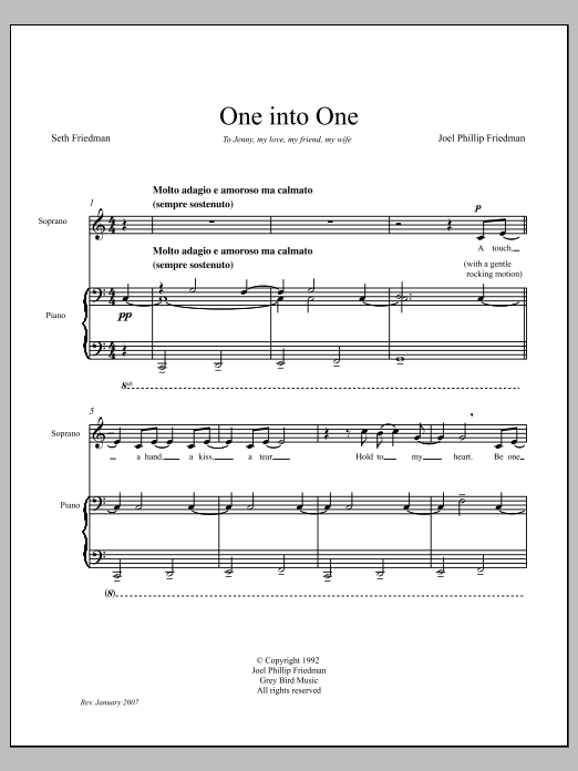 One Into One: Piano Vocal