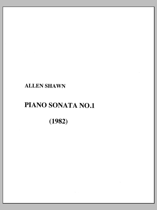 Piano Sonata No. 1: Piano Solo