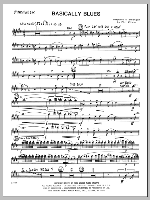Basically Blues Baritone Sax Noten WILSON Jazzensemble