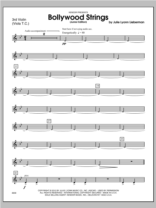 Bollywood Strings (Junior Edition) Violin 3 Sheet Music Lieberman