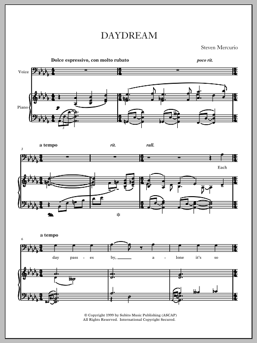 Daydream: Piano Vocal