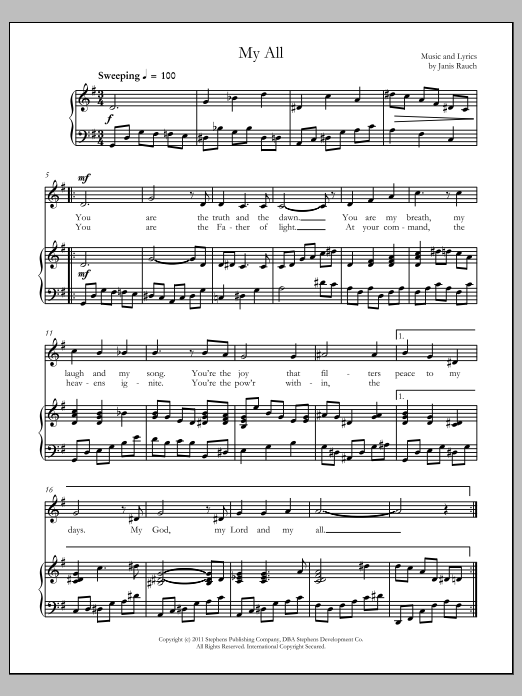 My All: Piano Vocal