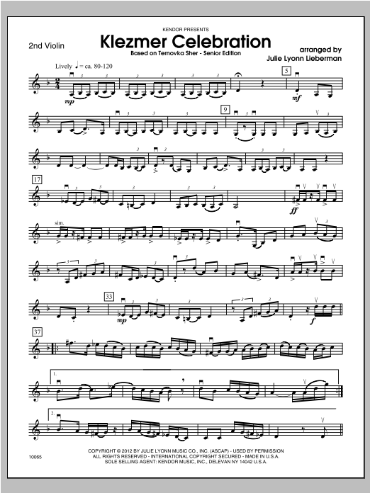 Klezmer Celebration (based on Ternovka Sher) (Senior Edition) Violin 2 Sheet Music Julie
