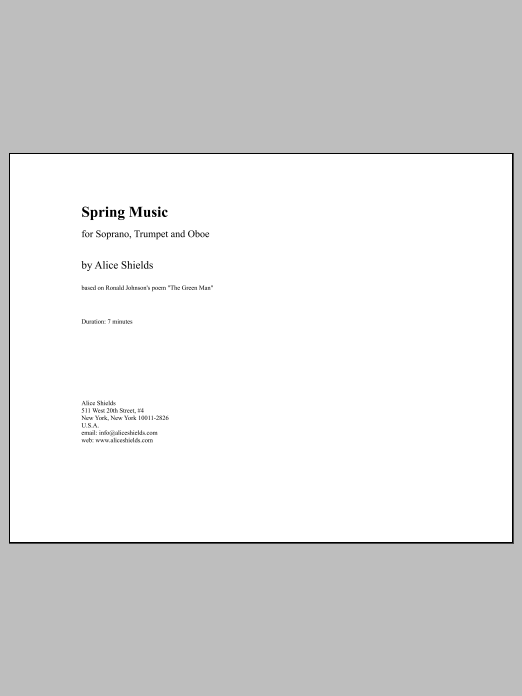 Spring Music for soprano, trumpet and oboe: Piano Vocal