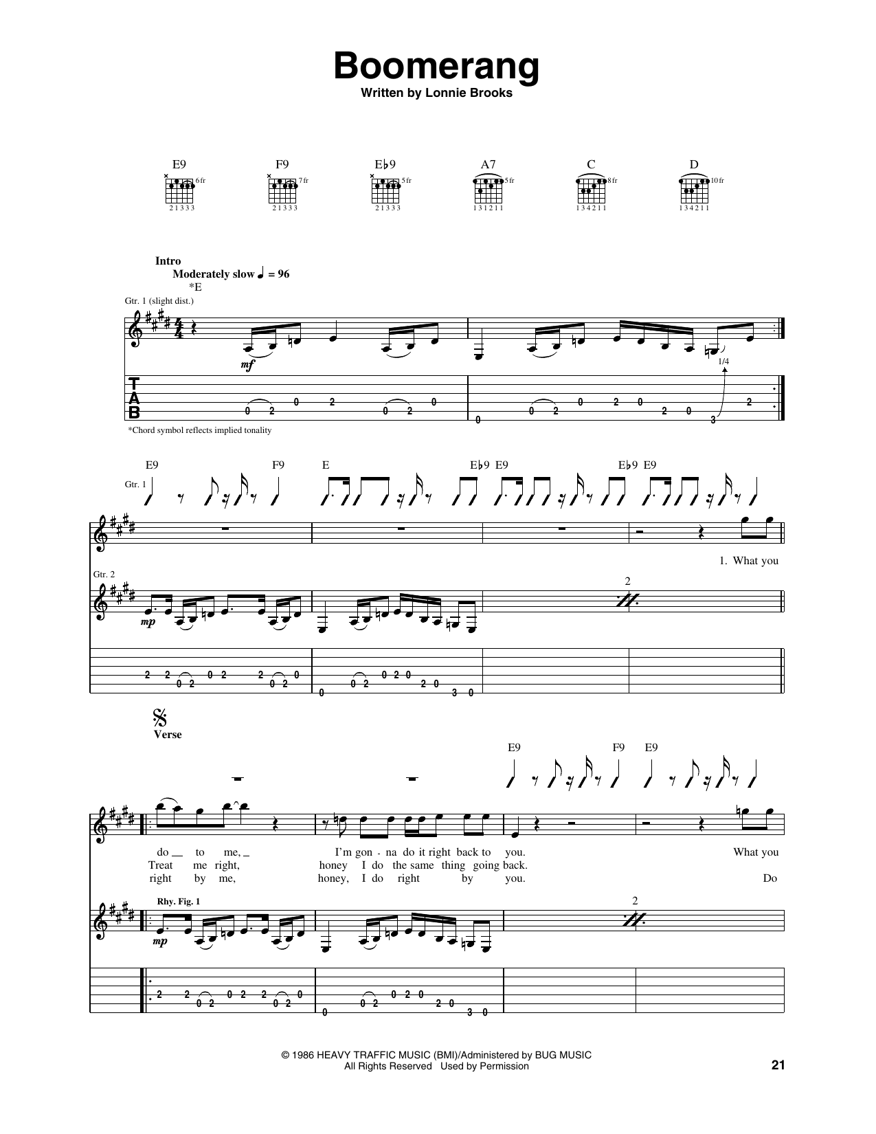 Boomerang: Guitar Tab