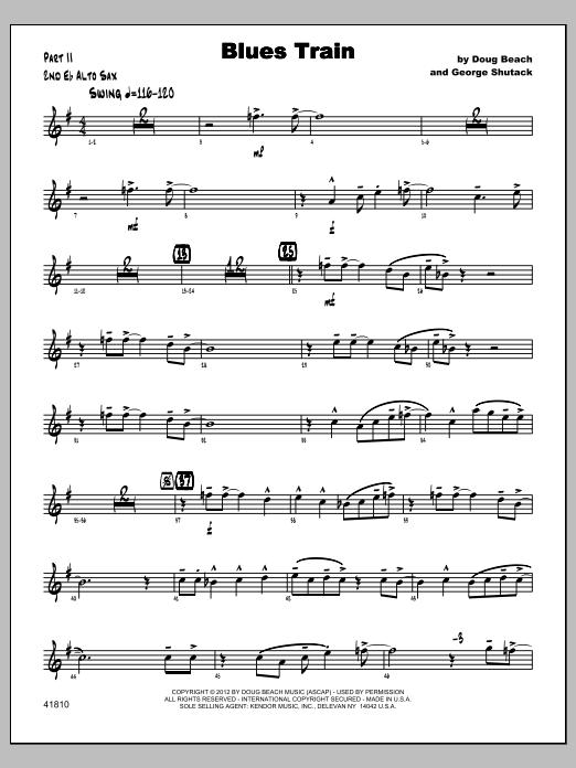 Blues Train Alto Sax 2 Sheet Music Beach, Shutack Jazz Ensemble